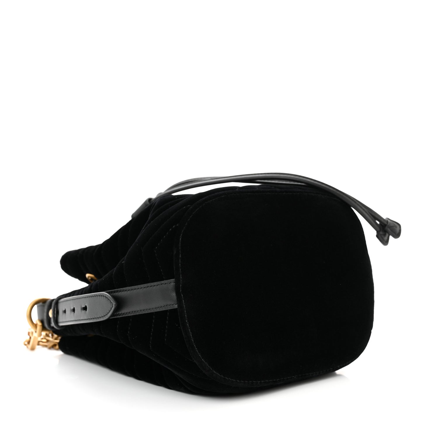Velvet Matelasse GG Marmont Bucket Bag Black