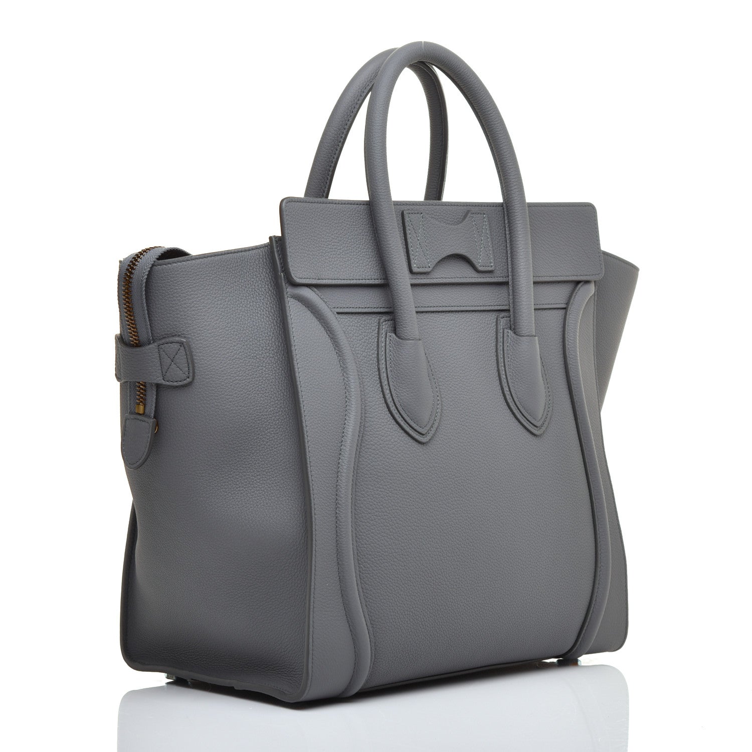 Celine Drummed Calfskin Mini Luggage Kohl 3 of 9