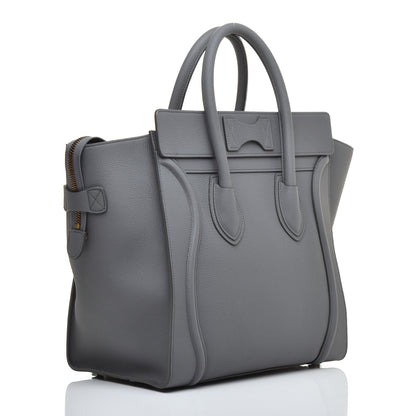 Celine Drummed Calfskin Mini Luggage Kohl 3 of 9