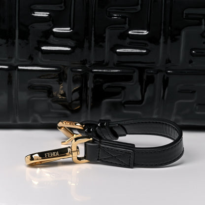 Fendi Patent FF 1974 Embossed Medium Shopping Flap Bag Black 8 of 8