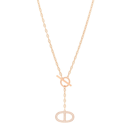 Hermes 18K Rose Gold Diamond GM Chaine D'Ancre Contour Pendant Necklace ST 1 of 4