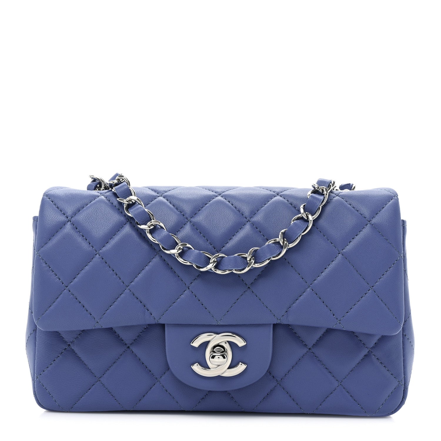 Chanel Lambskin Quilted Mini Rectangular Flap Blue 1 of 9