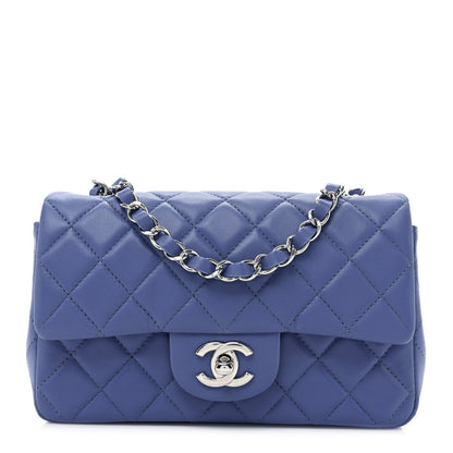 Chanel Lambskin Quilted Mini Rectangular Flap Blue 1 of 9