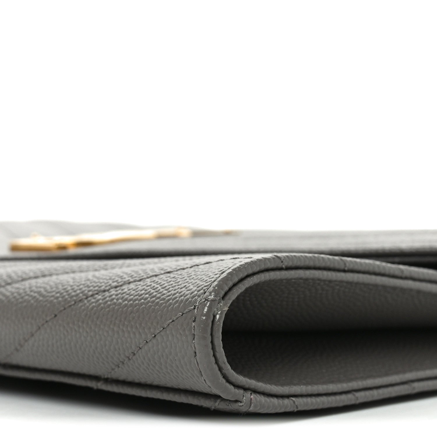 Saint Laurent Grain De Poudre Matelasse Chevron Monogram Envelope Clutch Fog 10 of 11