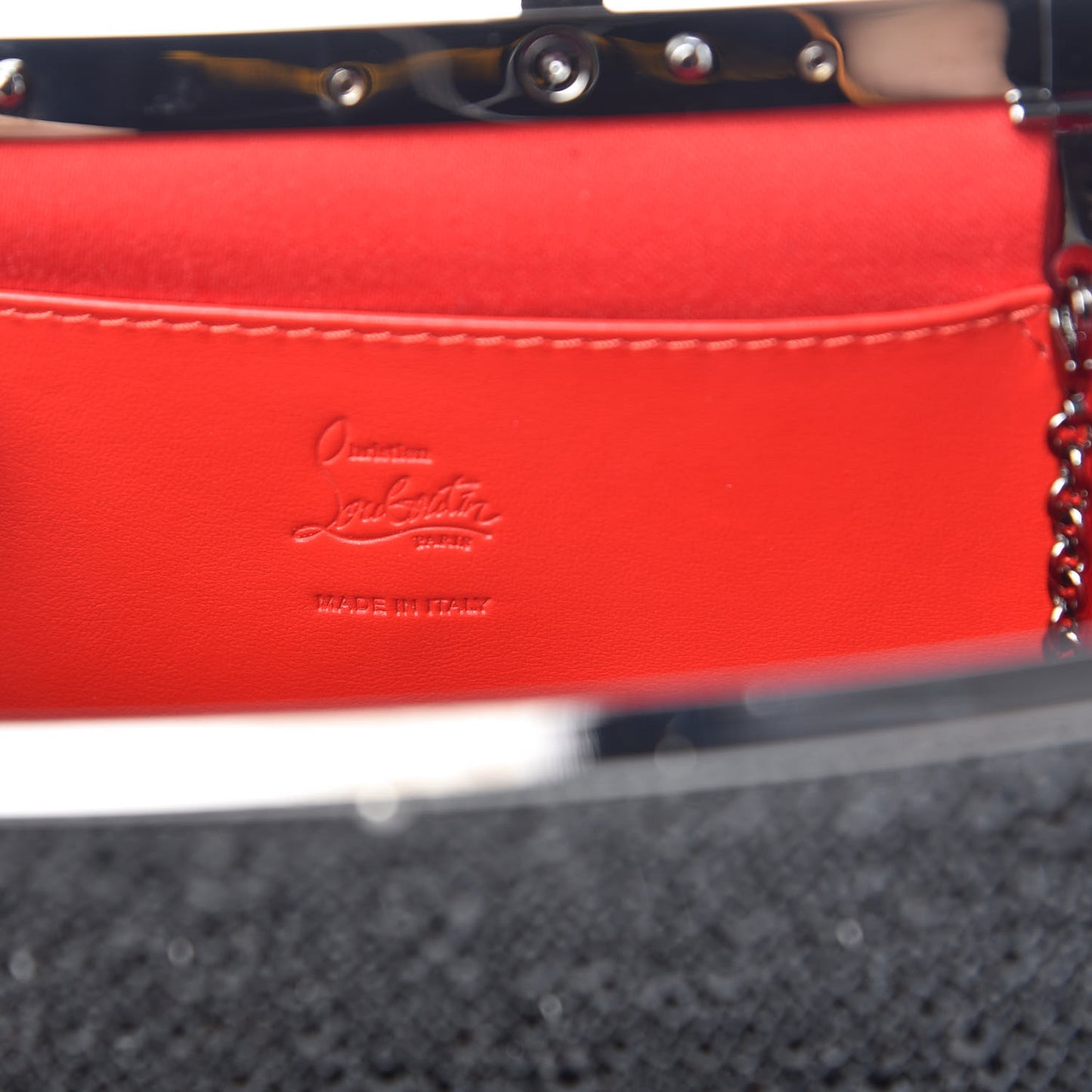 Suede Crystal Strass Small Palmette Clutch Black