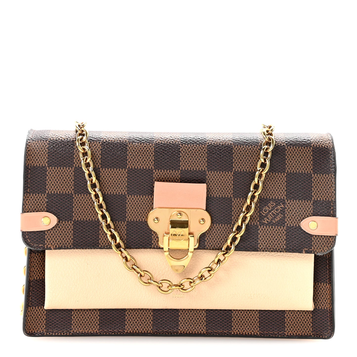 Damier Ebene Vavin Chain Wallet Creme