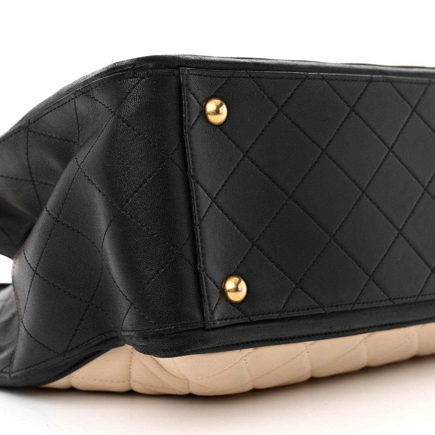 Chanel Lambskin Quilted Elegant CC Shopping Tote Beige Black 9 of 10