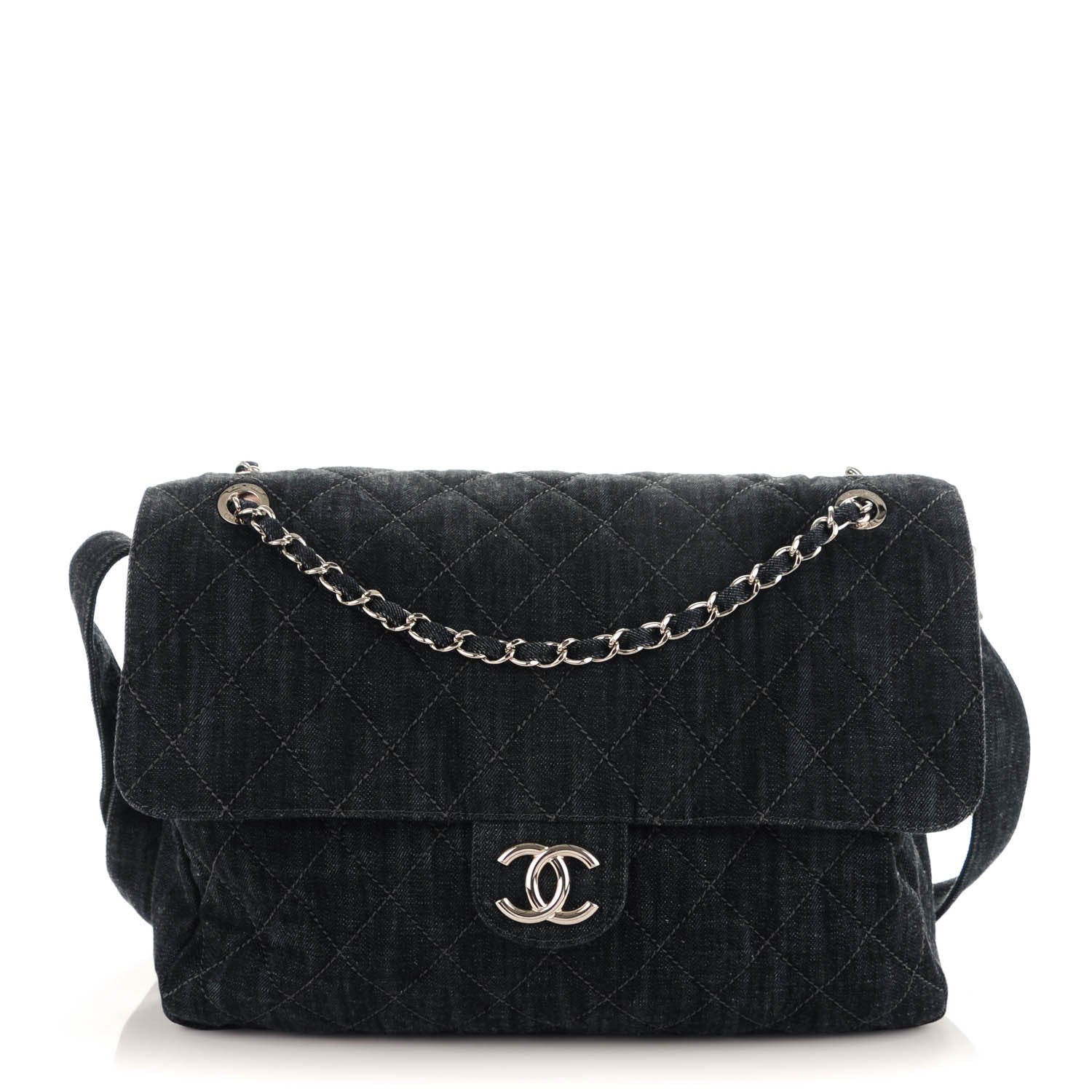 Chanel Denim Quilted Stretch Spirit Messenger Bag 1 of 8