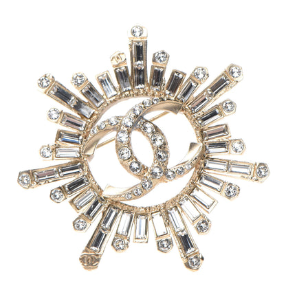 Chanel Crystal Baguette CC Brooch Light Gold 1 of 5