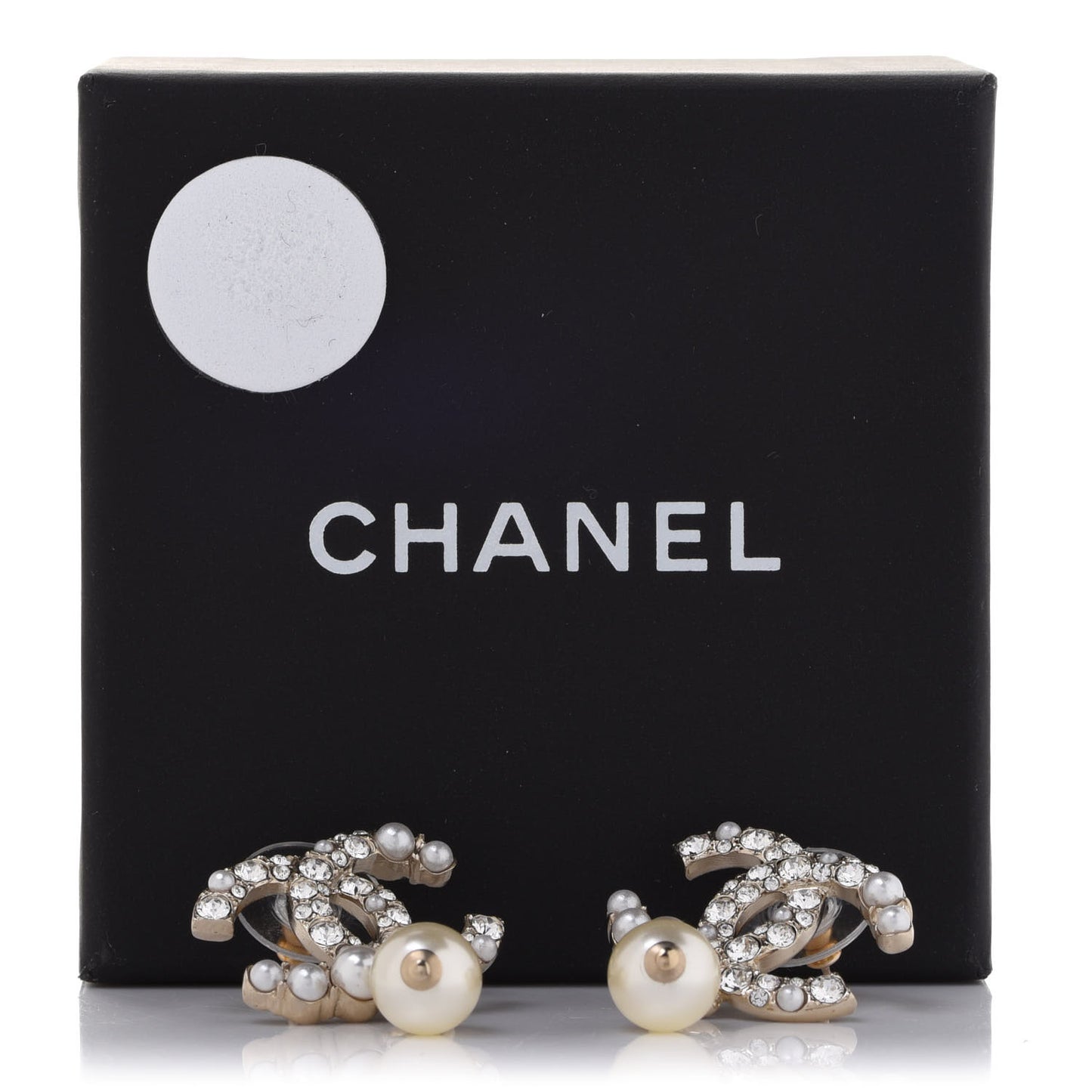 Crystal Pearl CC Drop Earrings Gold