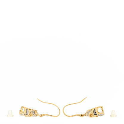 John Hardy 18K Yellow Gold Diamond Blue Topaz Macan Drop Earrings 2 of 3