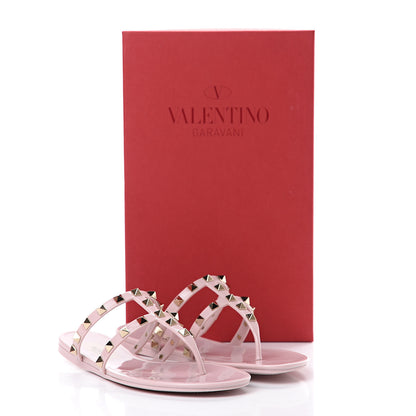 Valentino Garavani PVC Jelly Rockstud Caged Flat Thong Sandals 36 Water Rose 8 of 8