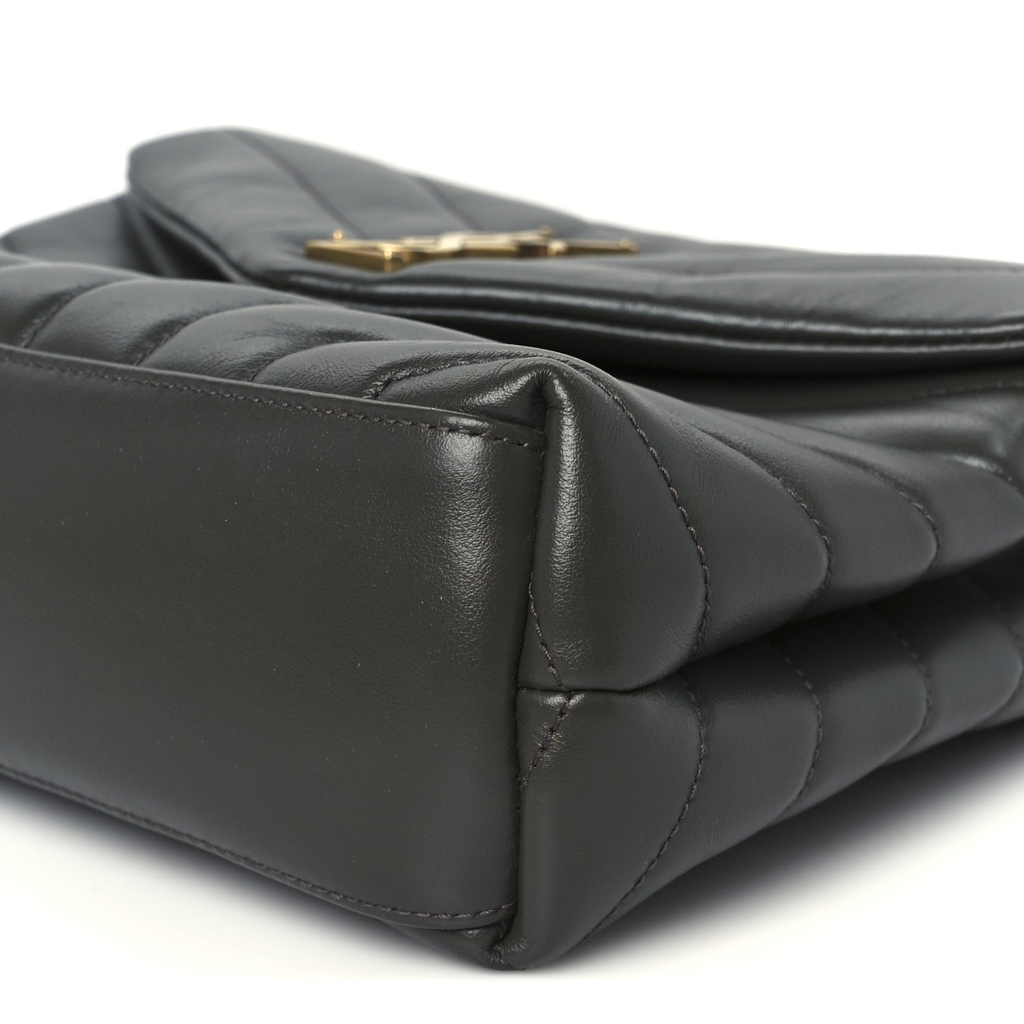 Calfskin Y Quilted Monogram Small Loulou Chain Satchel Pebble