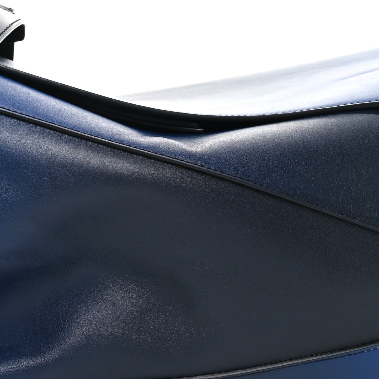 Calfskin Large Puzzle Edge Bag Dark Marino