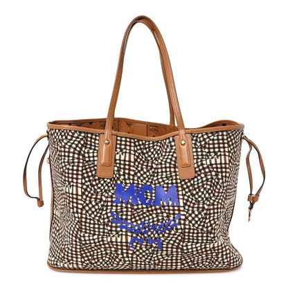 MCM Visetos Large Liz Reversible Shopper Tote Cognac 3 of 19