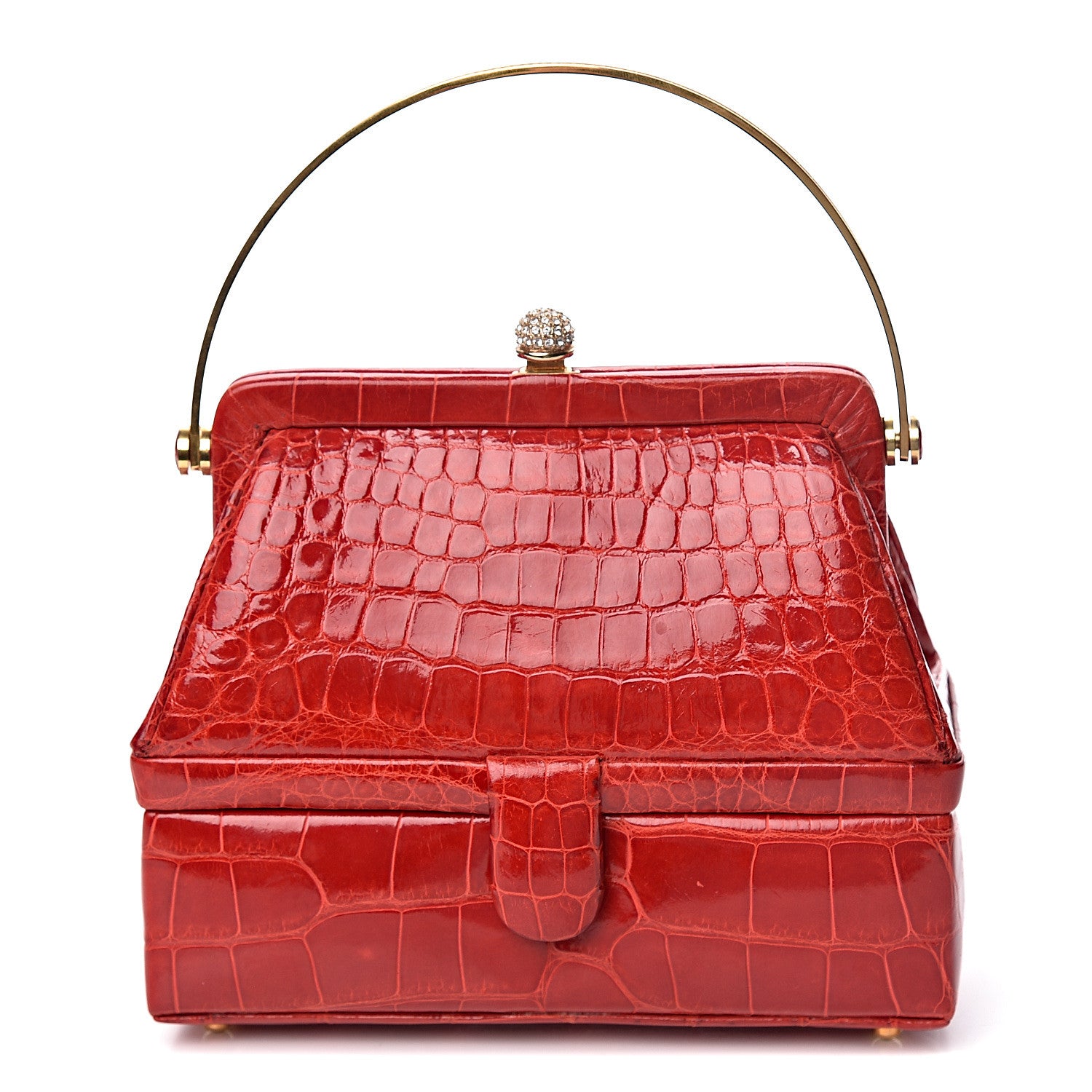 Judith Leiber Crocodile Crystal Evening Bag Red 1 of 14