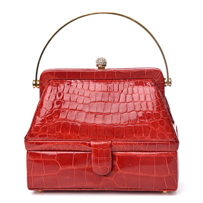 Judith Leiber Crocodile Crystal Evening Bag Red 1 of 14