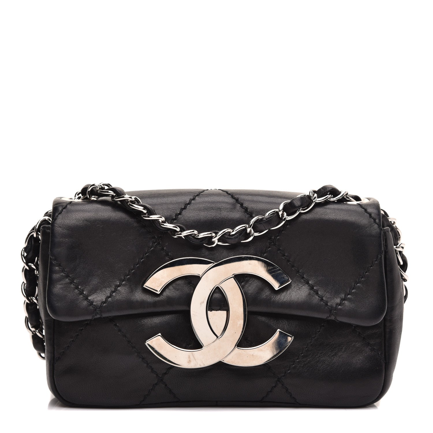 Chanel Lambskin Diamond Stitched Mini Flap Black 1 of 11