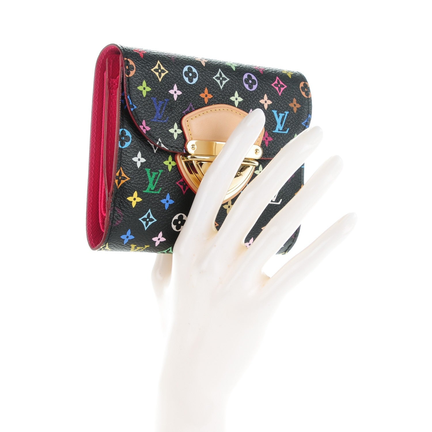 Louis Vuitton Monogram Multicolor Joey Wallet Black Grenade 2 of 7