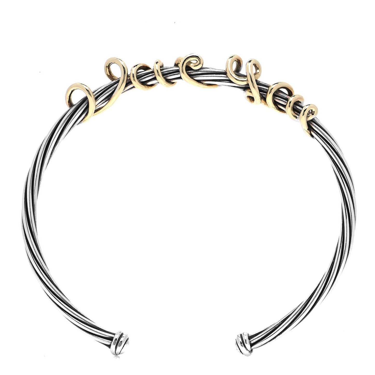 Sterling Silver 14K Yellow Gold DY Whispers I Love You Bracelet