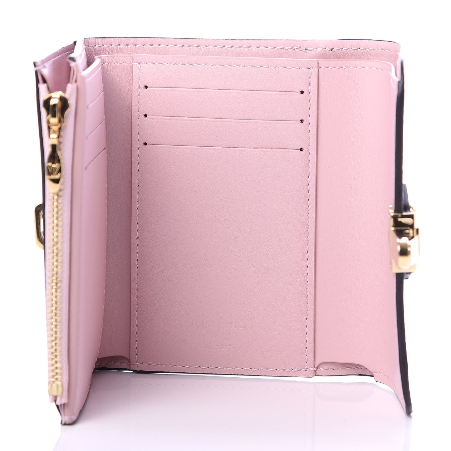 Patent Calfskin Monogram Cherrywood Compact Wallet Rose Ballerine