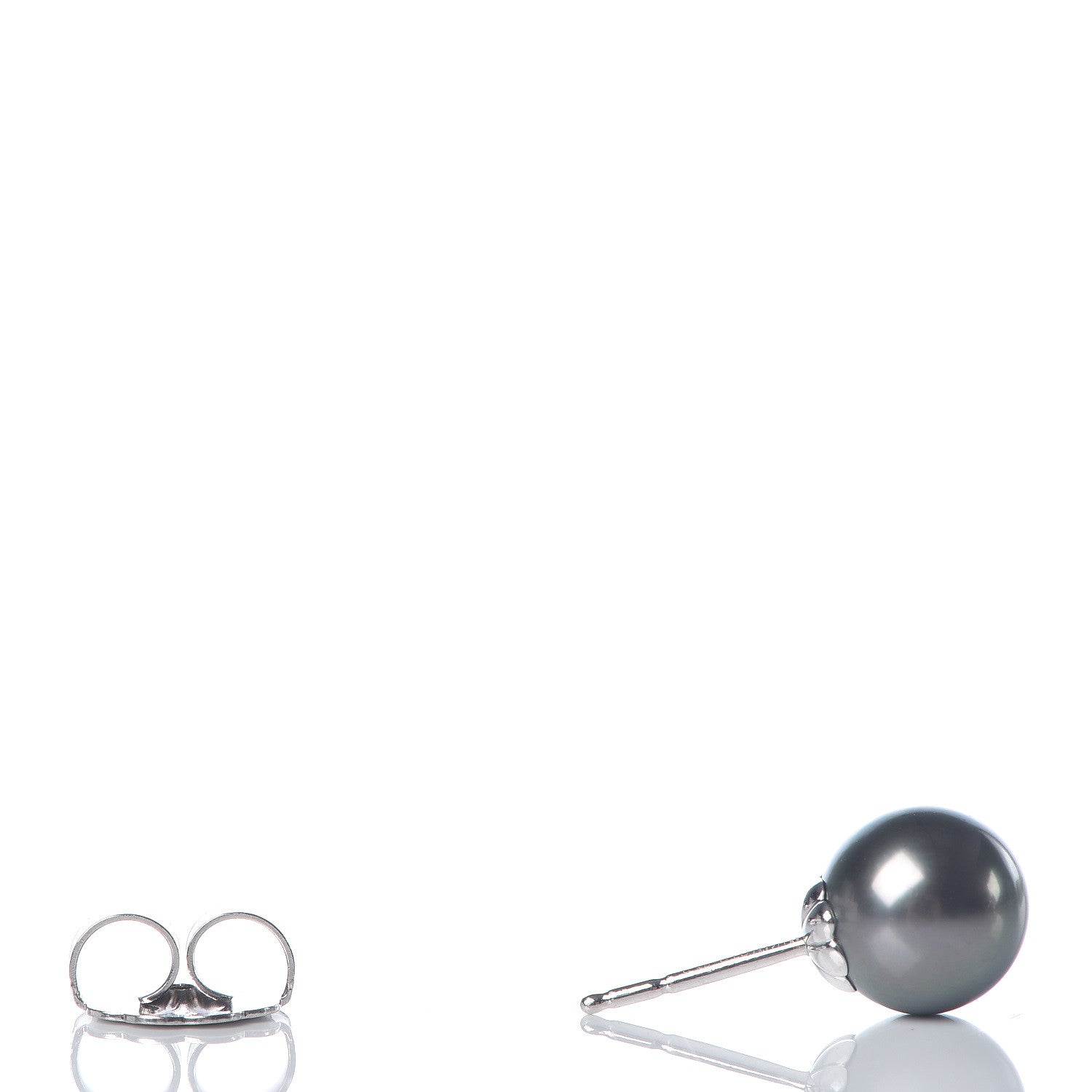 Mikimoto 18K White Gold Black South Sea Pearl 9mm Stud Earrings 3 of 4