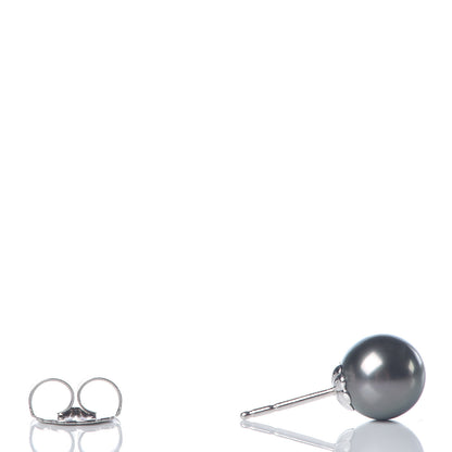 Mikimoto 18K White Gold Black South Sea Pearl 9mm Stud Earrings 3 of 4