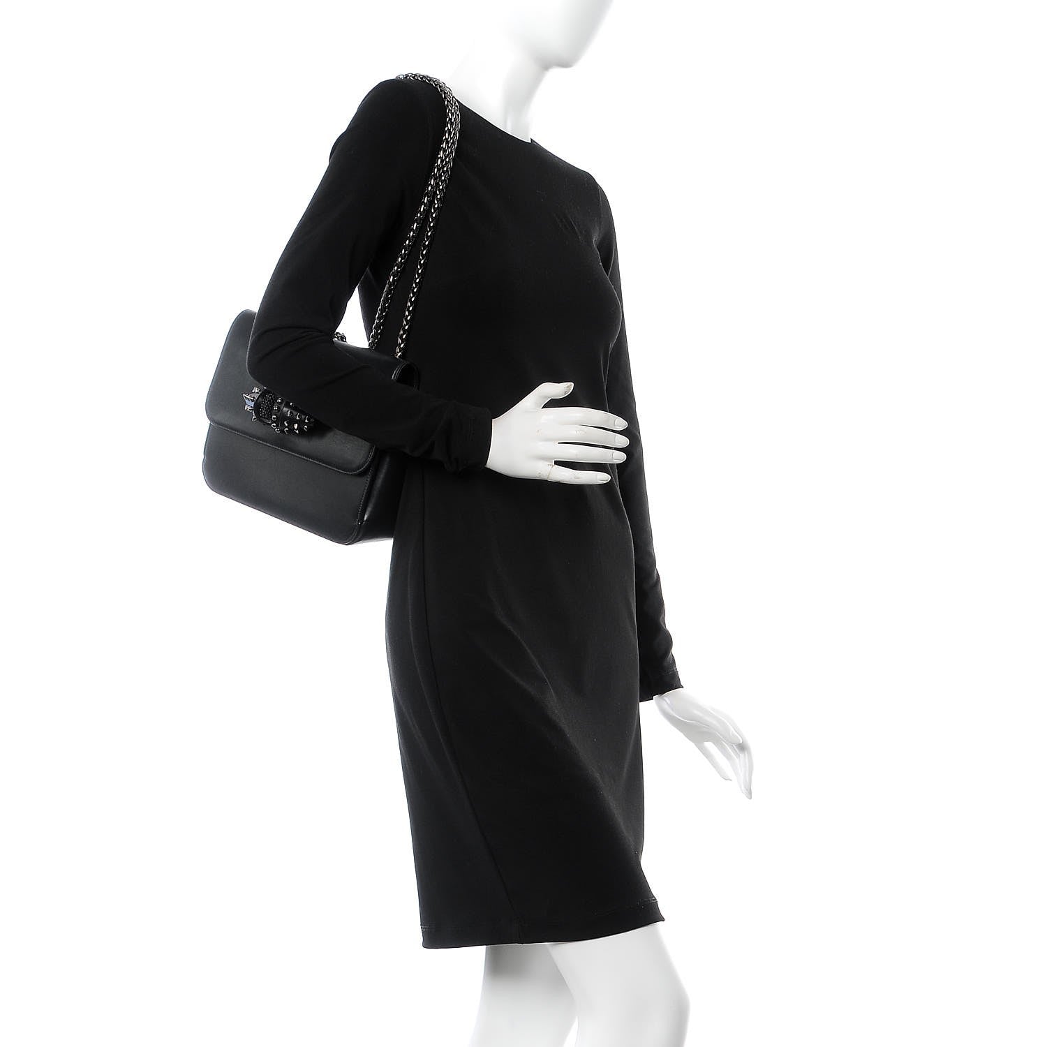 Christian Louboutin Calfskin Small Sweety Charity NV Shoulder Bag Black 3 of 12
