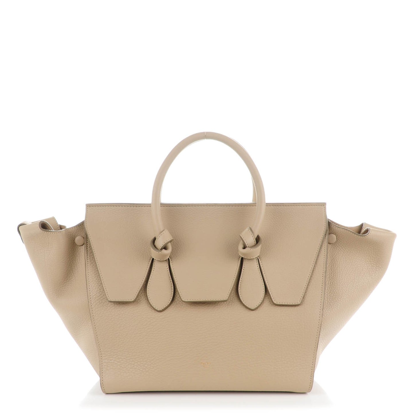 Crisped Calfskin Small Tie Knot Tote Light Taupe