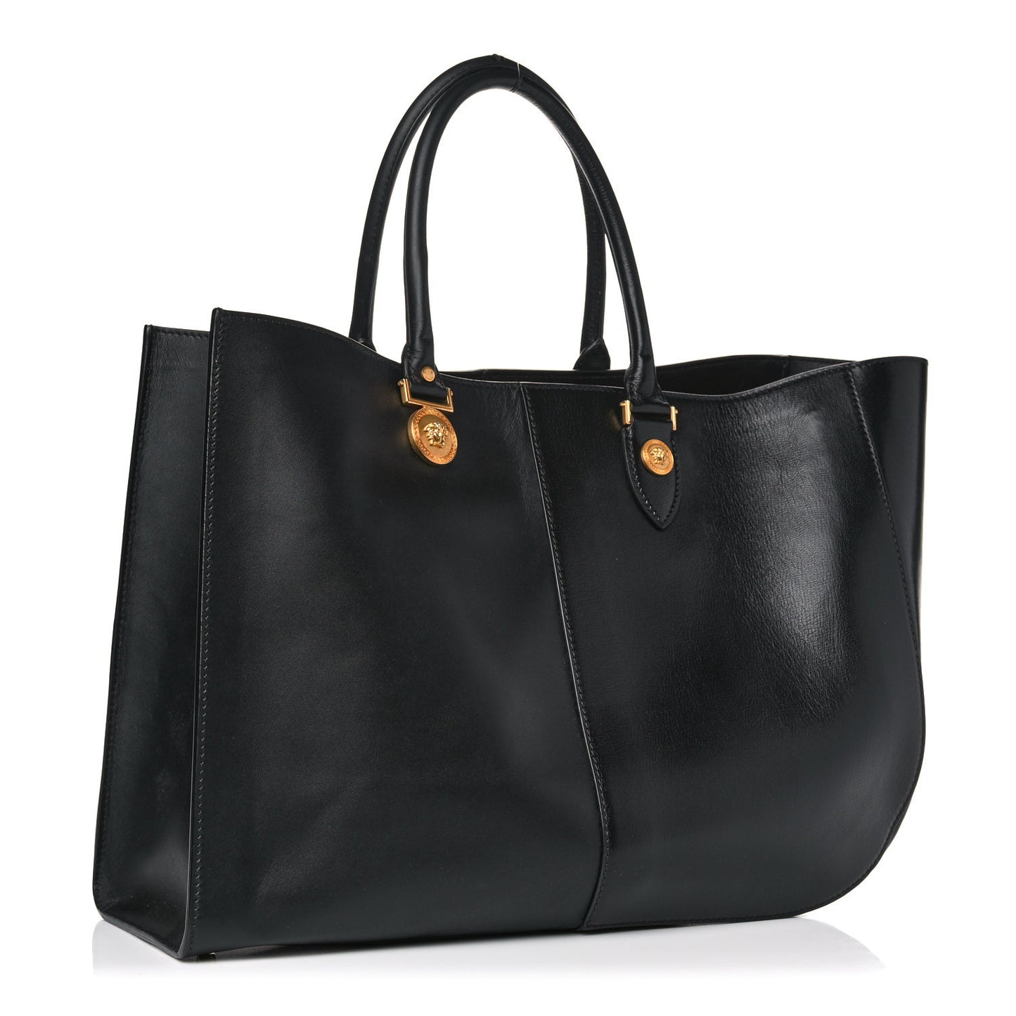 Calfskin Medallion Tribute Tote Black