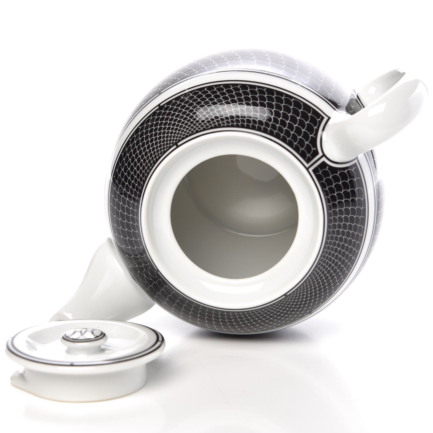 Hermes Porcelain H Deco Teapot Black 5 of 9