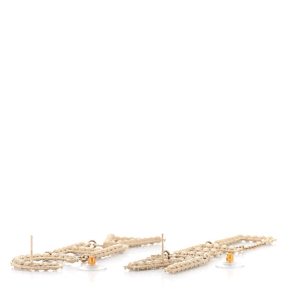 Chanel Crystal Cha-Nel Logo Drop Earrings Gold 4 of 5