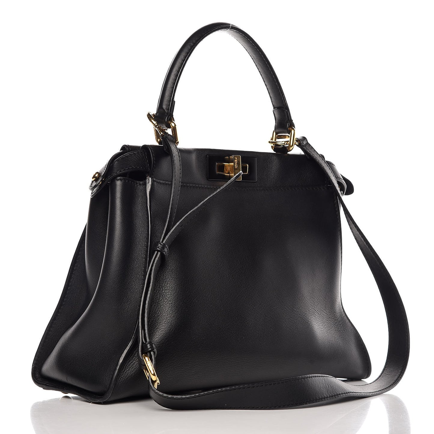 Vitello Seta Shiny Nappa Medium Peekaboo Iconic Satchel Black