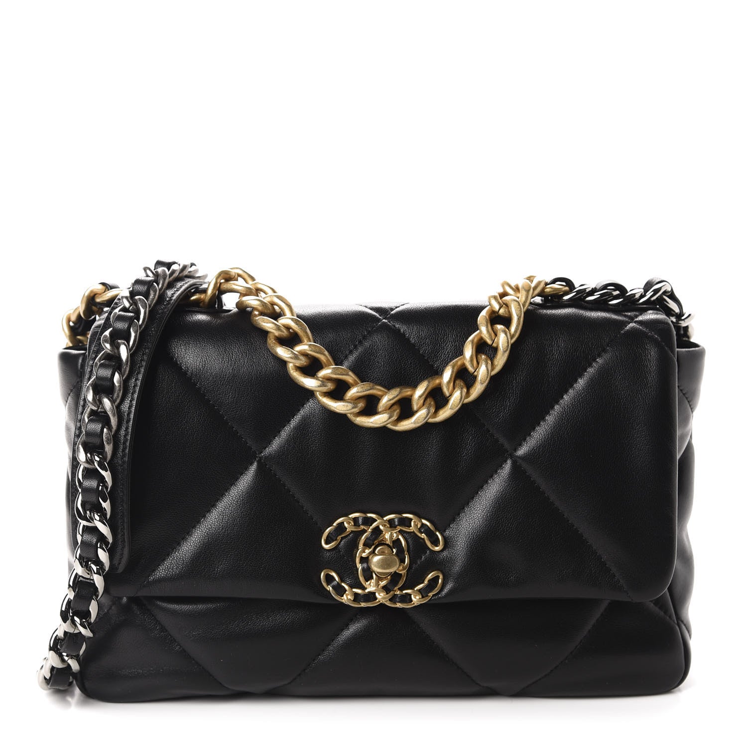Chanel Lambskin Quilted Medium 19 Flap Black 1 of 10