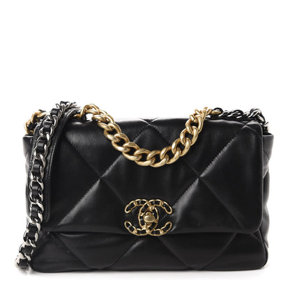 Chanel Lambskin Quilted Medium 19 Flap Black 1 of 10