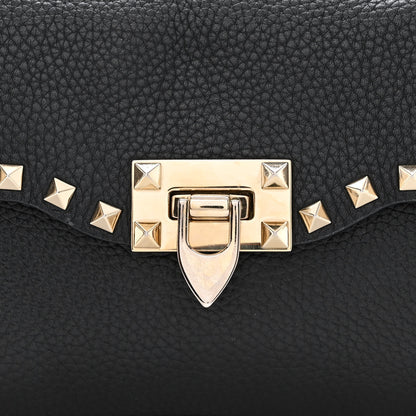 Valentino Garavani Pebbled Calfskin Medium Rockstud Flip Lock Crossbody Bag Black 8 of 10