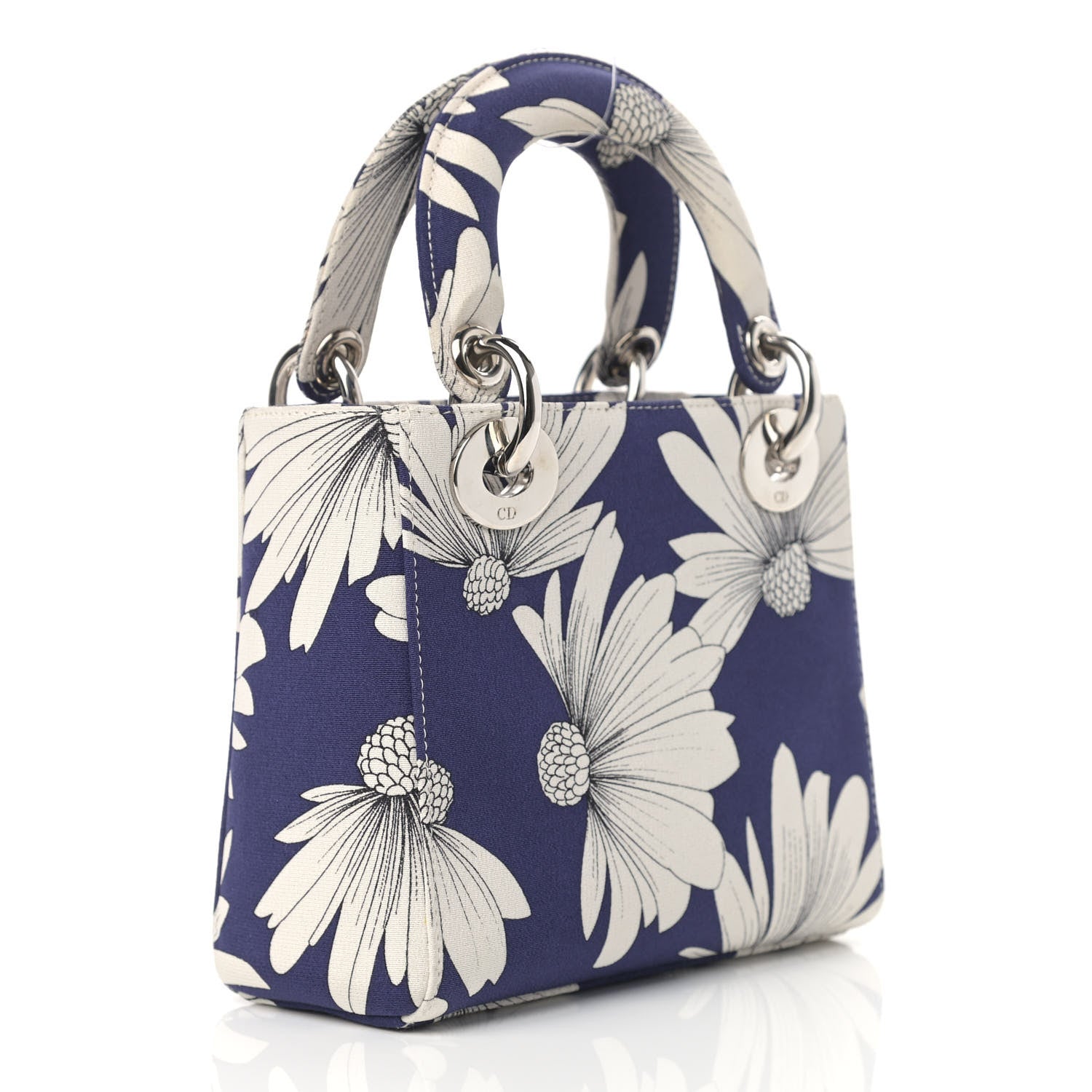 Christian Dior Canvas Floral Printed Mini Lady Dior Blue White 3 of 12