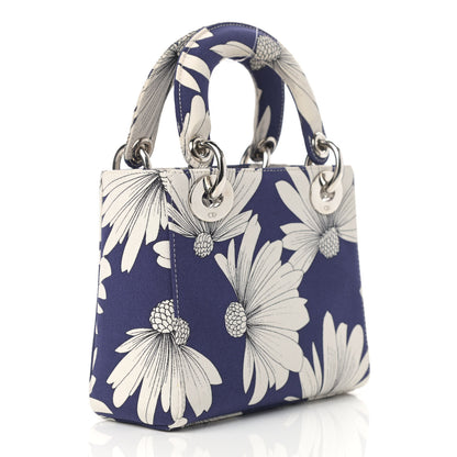 Christian Dior Canvas Floral Printed Mini Lady Dior Blue White 3 of 12