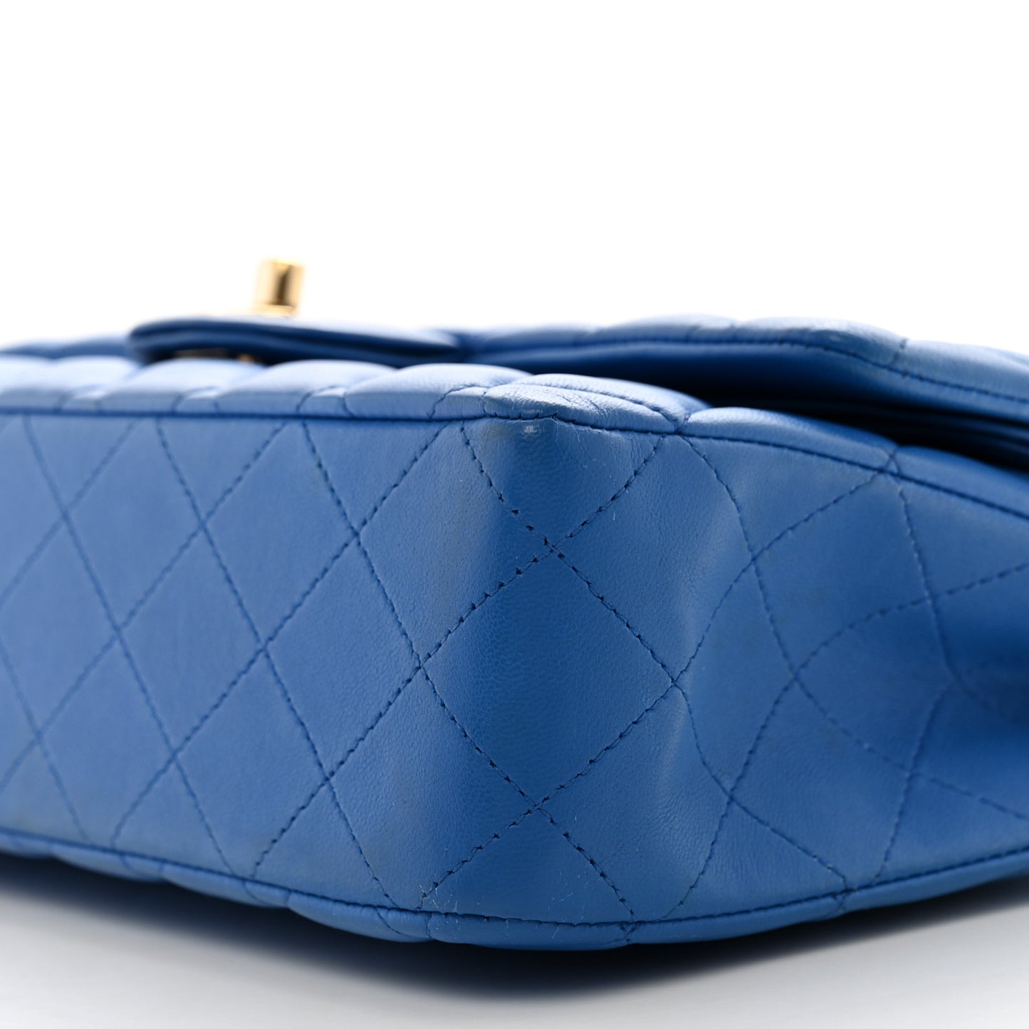 Lambskin Quilted Medium Double Flap Blue