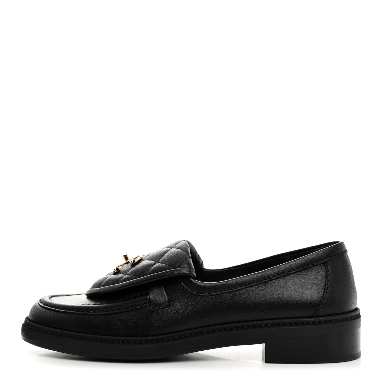 Chanel Lambskin Quilted CC Turnlock Loafers 36.5 Black 1 of 9