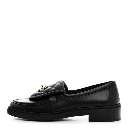 Chanel Lambskin Quilted CC Turnlock Loafers 36.5 Black 1 of 9