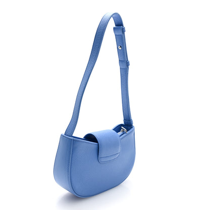 Salvatore Ferragamo Pebbled Calfskin Mini Double Gancini Shoulder Bag Bluette 3 of 9