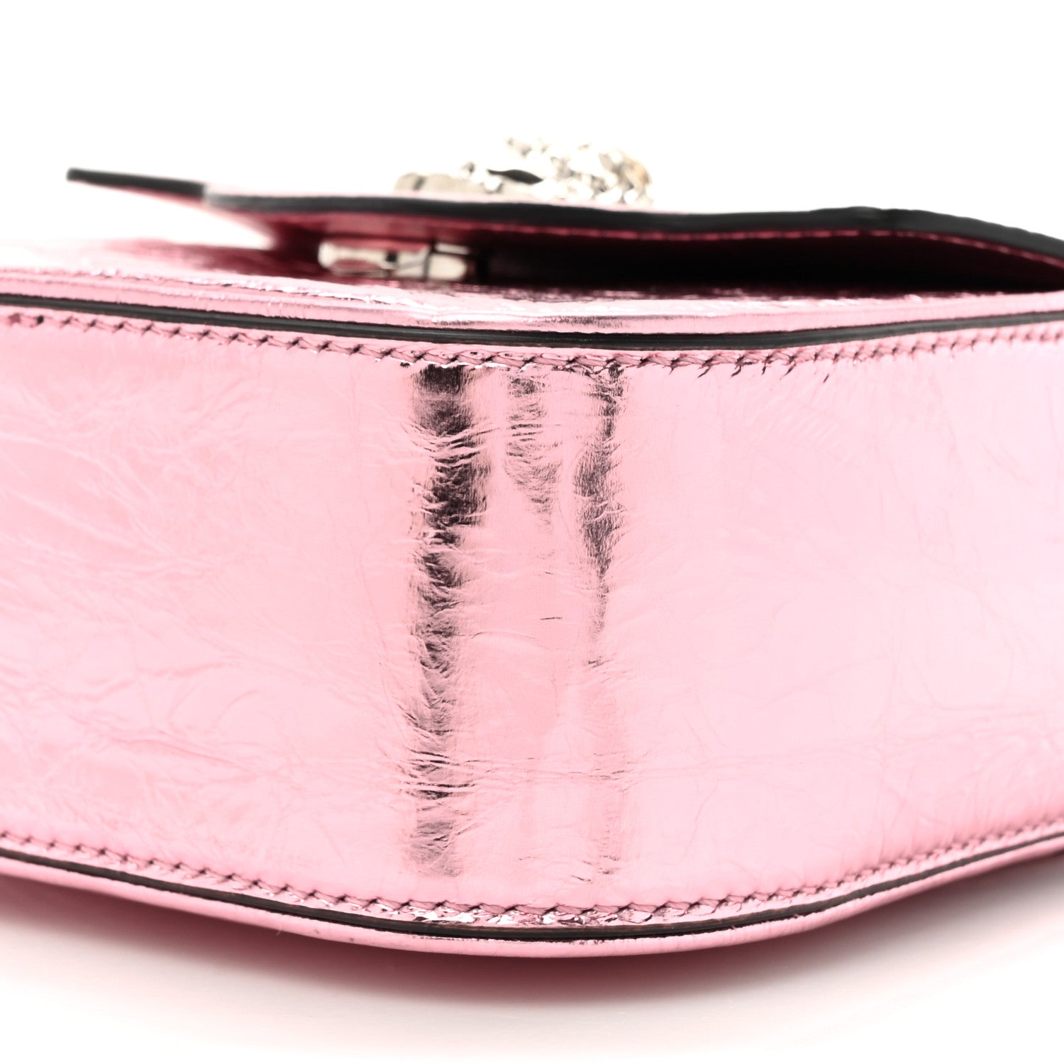 Versace Metallic Crackled Lambskin Mini La Medusa Bag Pink 8 of 11