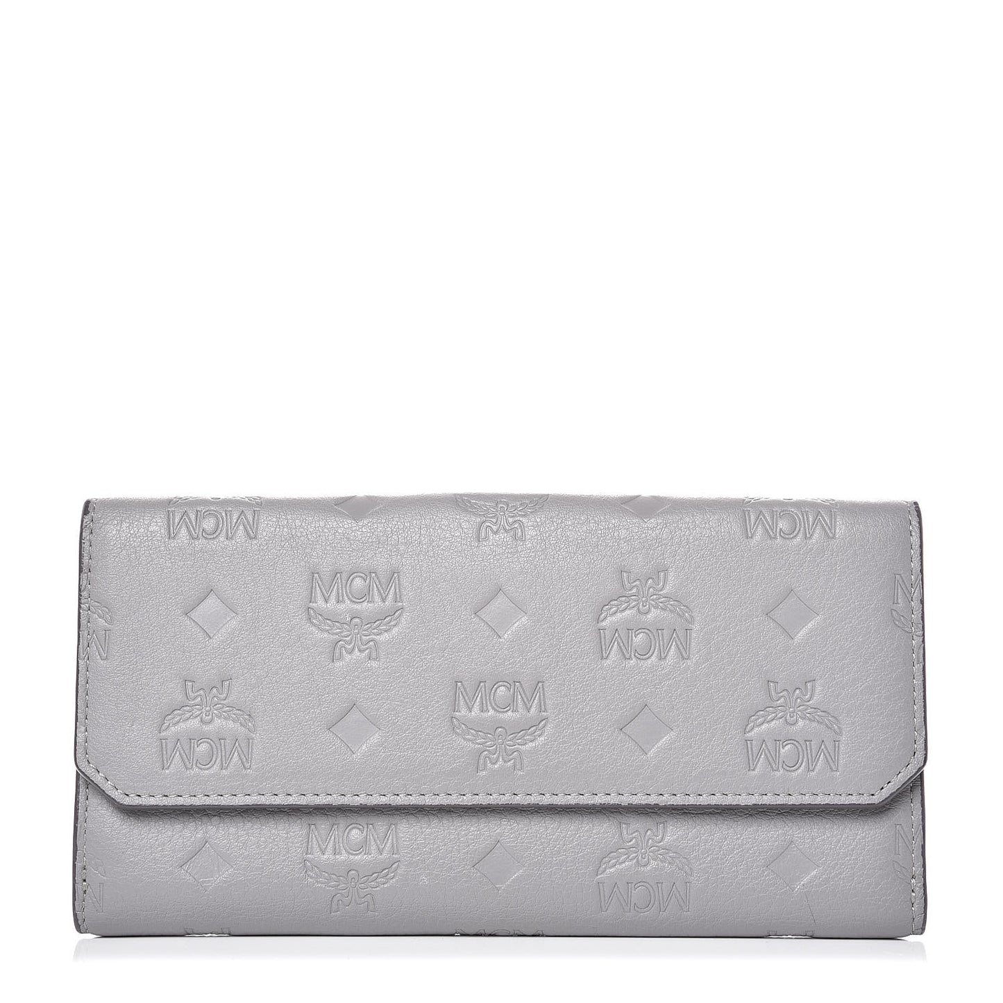 Calfskin Signature Monogram Klara Flap Wallet Grey
