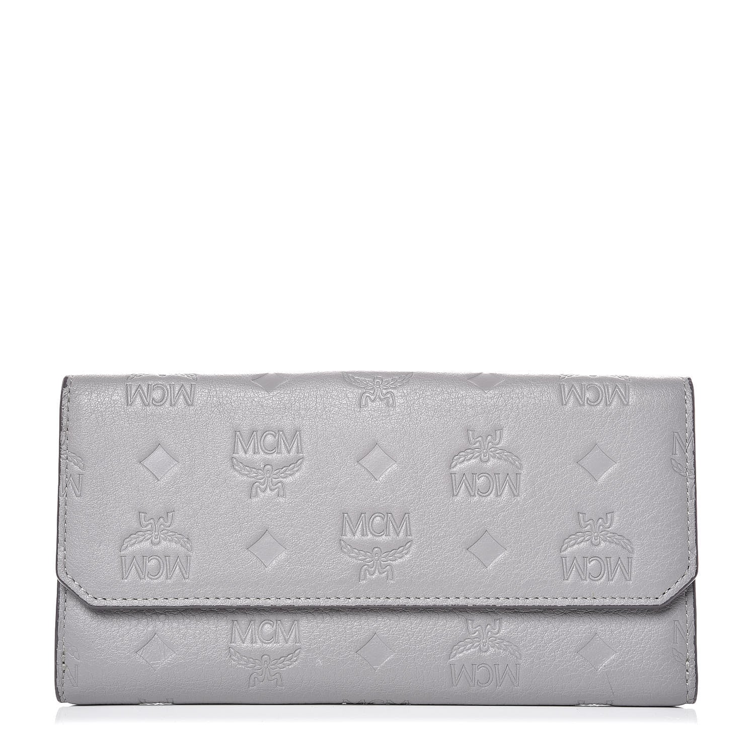 MCM Calfskin Signature Monogram Klara Flap Wallet Grey 1 of 7