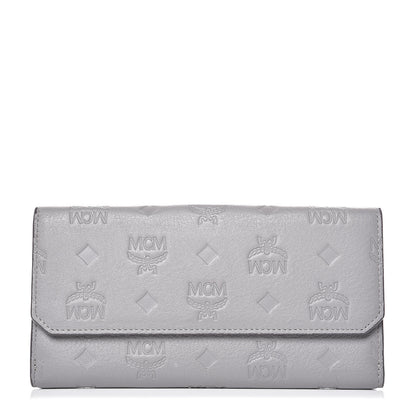 MCM Calfskin Signature Monogram Klara Flap Wallet Grey 1 of 7