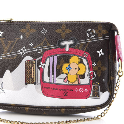 Louis Vuitton Monogram 2019 Christmas Animation Mini Courchevel Pochette Accessories Fuchsia 8 of 10