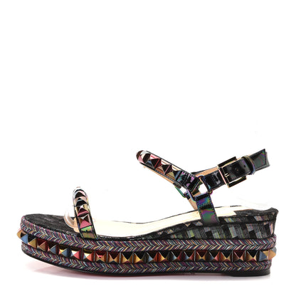 Christian Louboutin Patent Stellar Suede Cataclou 60 Platform Sandals 36 Multicolor 1 of 9