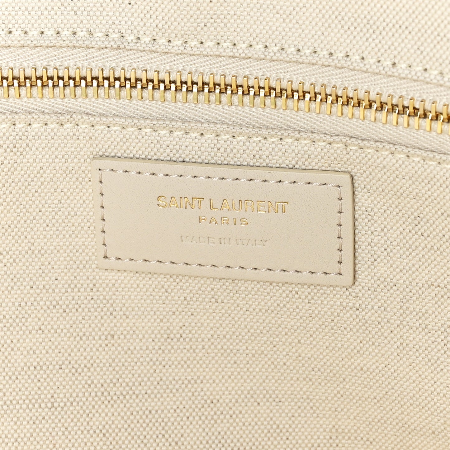 Cotton Linen Calfskin Striped Rive Gauche Tote Water Green