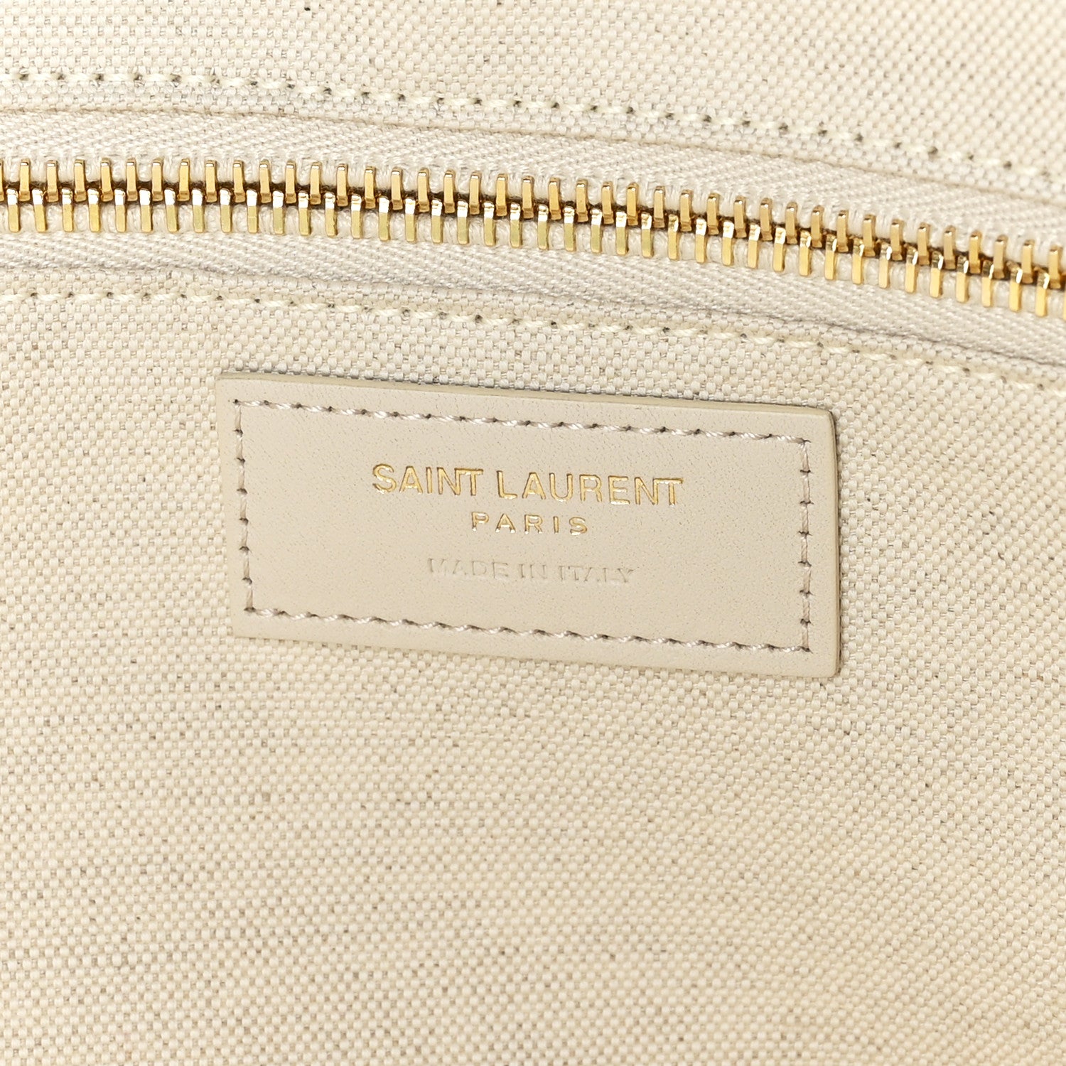 Saint Laurent Cotton Linen Calfskin Striped Rive Gauche Tote Water Green 6 of 9